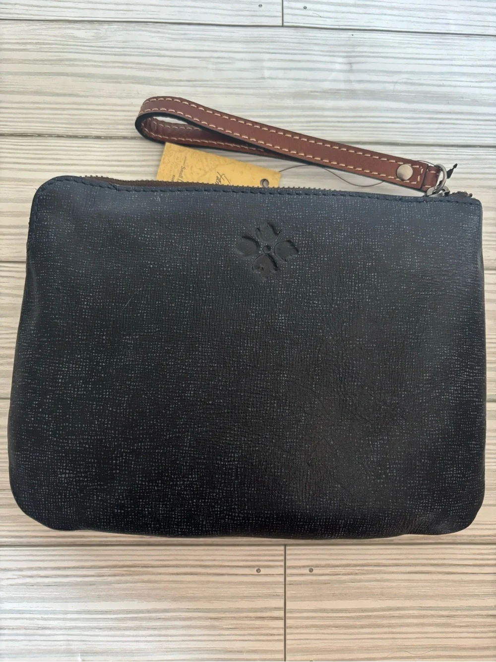 Patricia Nash Embroidered Navy Blue & Ivory Wristlet Clutch